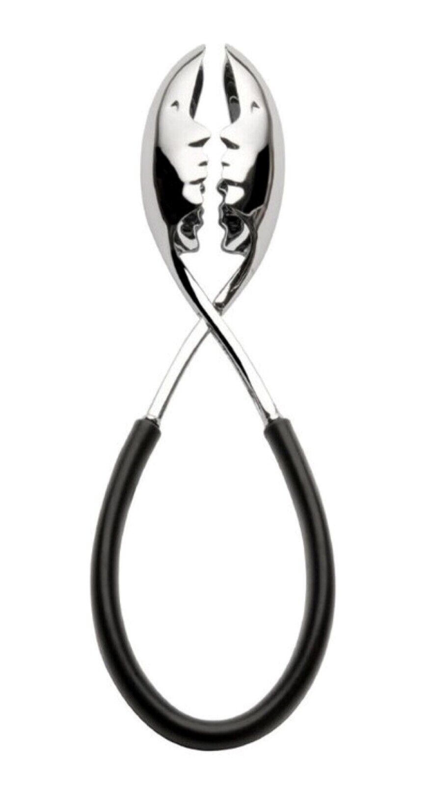 Bugatti Kiss Salad Tongs 2-piece Set - Black/Gold/Chrome