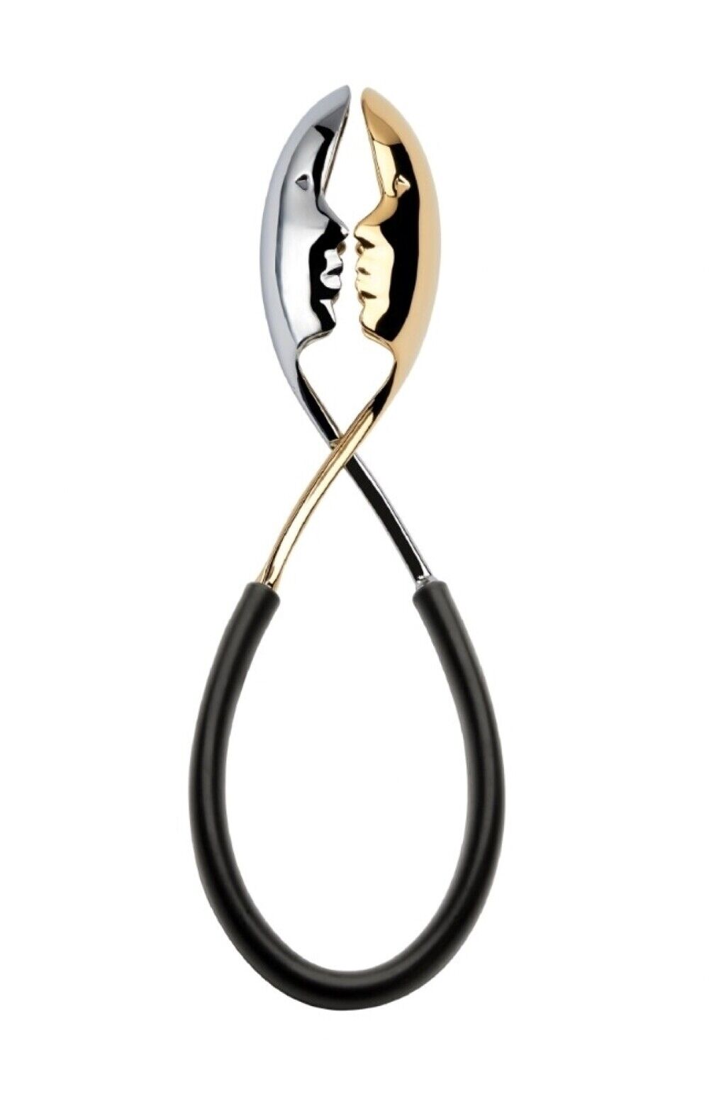 Bugatti Kiss Salad Tongs 2-piece Set - Black/Gold/Chrome