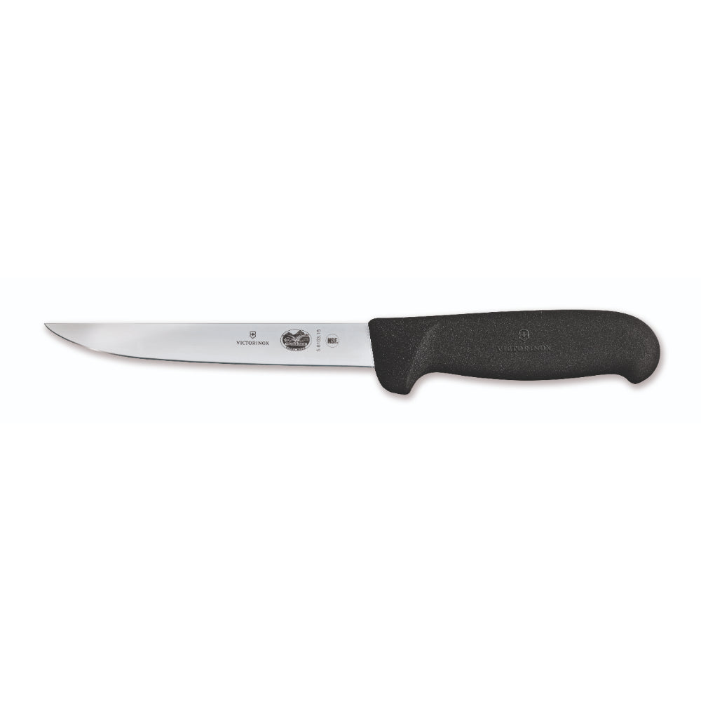 Victorinox Boning Knife, 12cm Straight, Narrow Blade, Fibrox - Black
