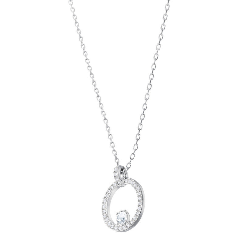 Swarovski Creativity Pendant, Circle, White, Rhodium Plated