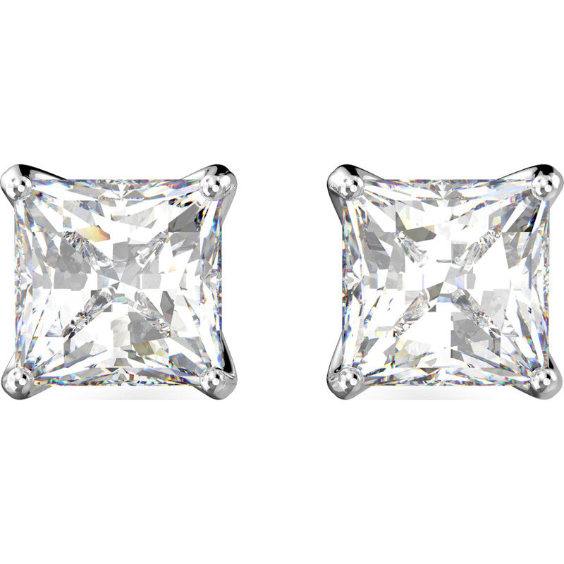 Swarovski Attract Stud Earrings Square Cut White Rhodium Plated