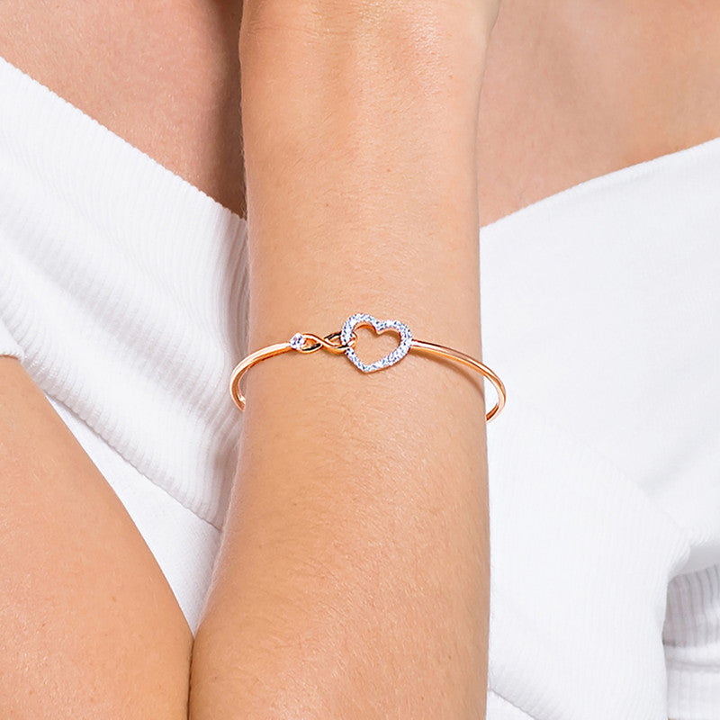 Swarovski Infinity Bangle Infinity and Heart White Mixed Metal Finish