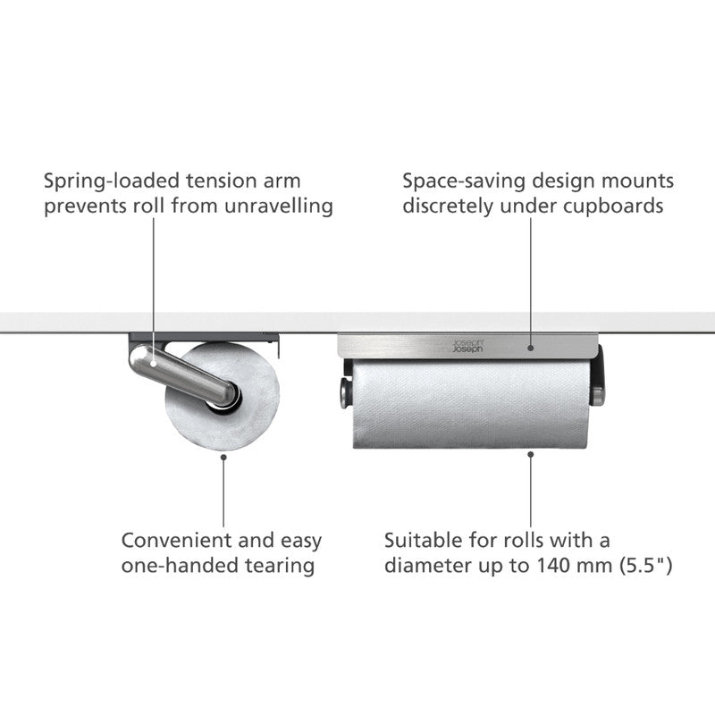 Joseph Joseph RollGrip™ Under-Shelf Stainless-Steel Kitchen Roll Holder