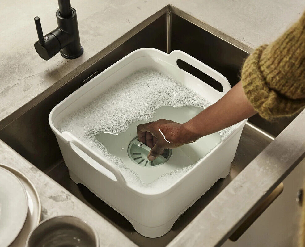 Joseph Joseph Wash&Drain Washing-up Bowl - Light Stone/ Sage