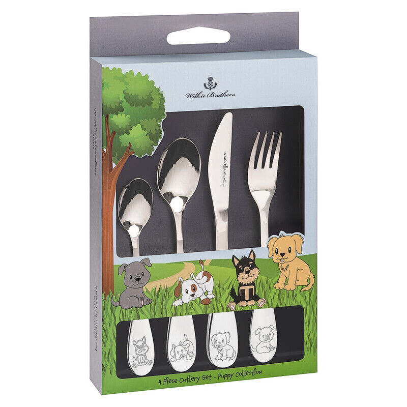 Wilkie Brothers 4 Piece Children's Cutlery Set - Puppy Collection
