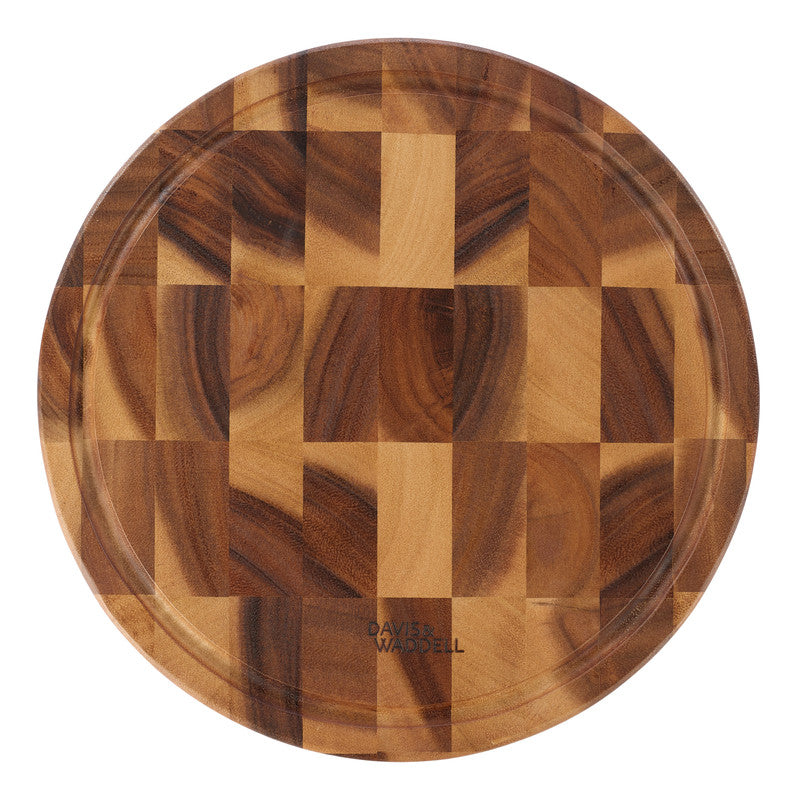 Davis & Waddell Round Acacia Wood End Grain Cut Board - Natural