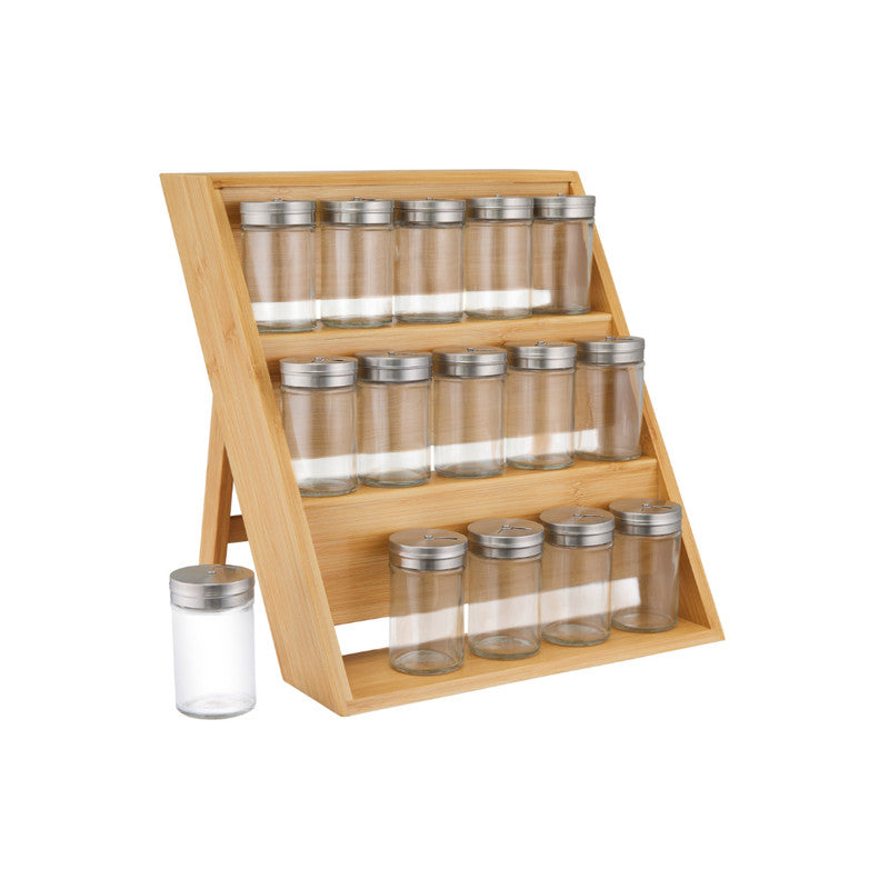 Maxwell & Williams Evergreen Bamboo 16 Piece Spice Rack Set