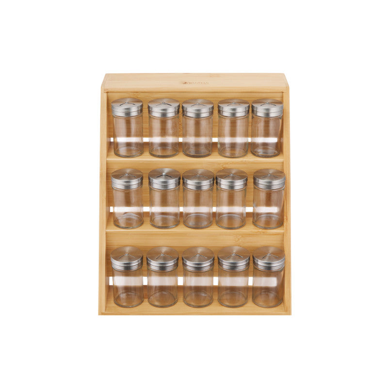 Maxwell & Williams Evergreen Bamboo 16 Piece Spice Rack Set