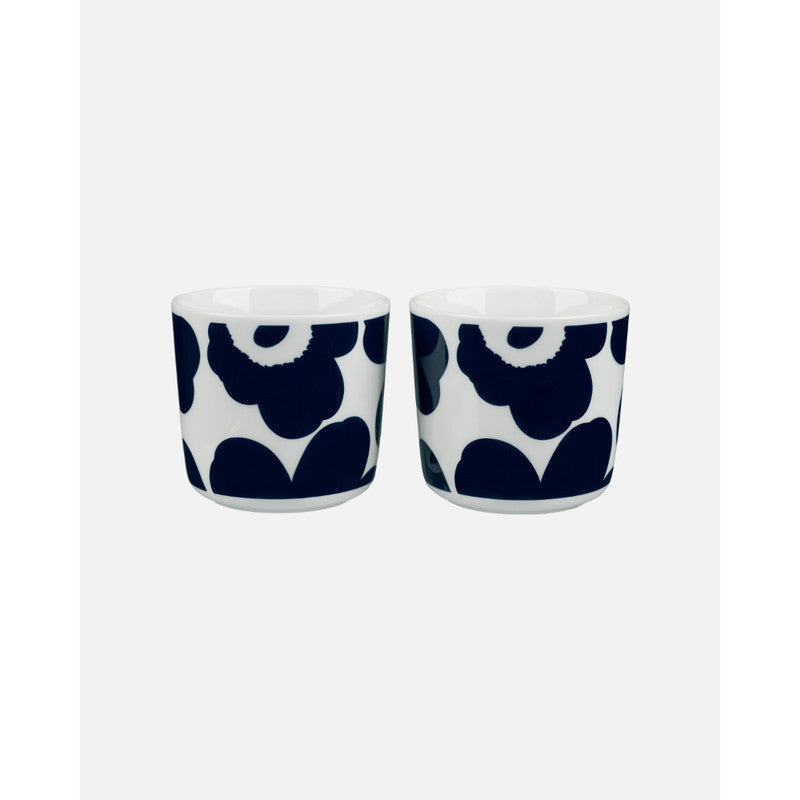 Marimekko Oiva/Unikko 4 Piece Coffee Cup Set Without Handle - Navy