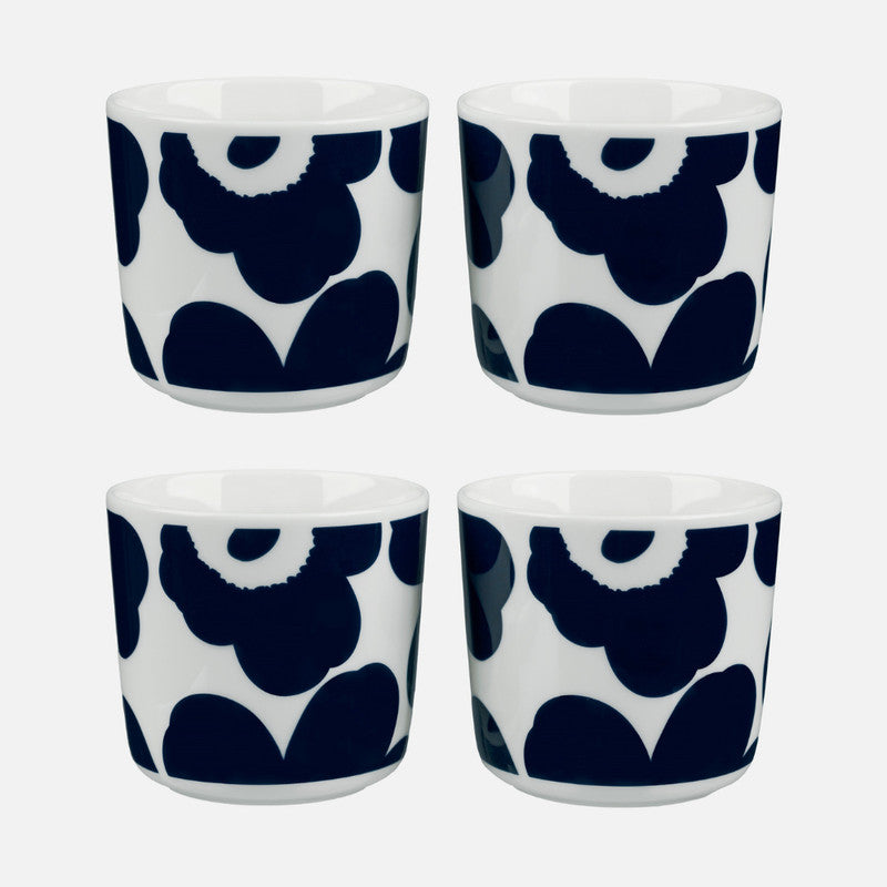 Marimekko Oiva/Unikko 4 Piece Coffee Cup Set Without Handle - Navy