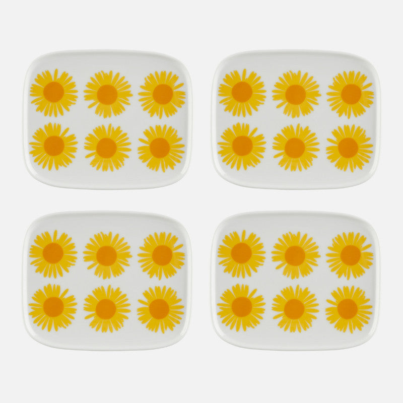 Marimekko Oiva/Auringonkukka 4 Piece Plate Set