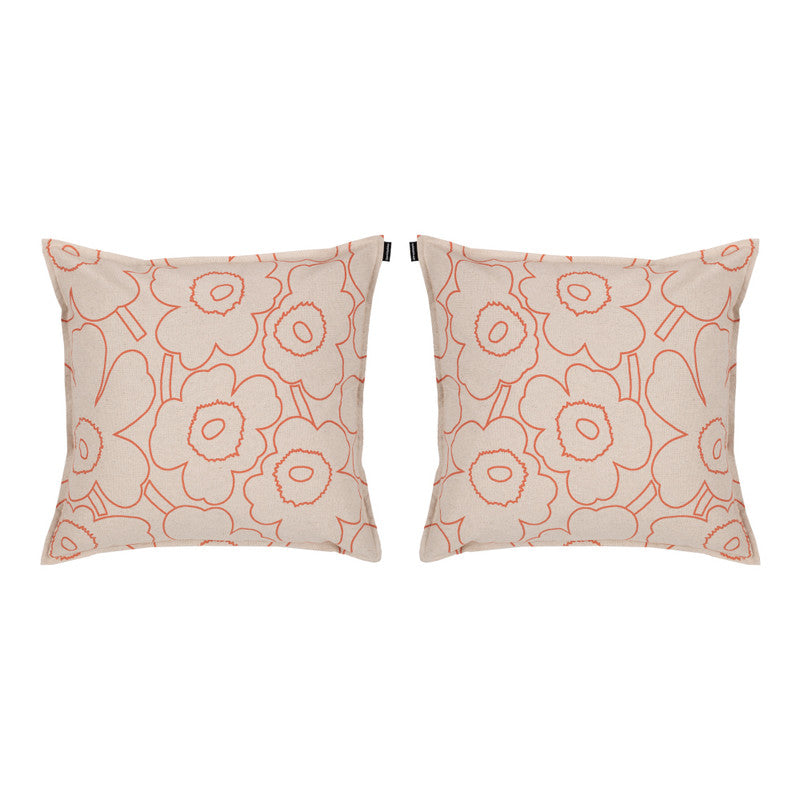 Marimekko Pieni/Piirto/Unikko Cushion Cover 2 Piece Set - Linen/Terracotta