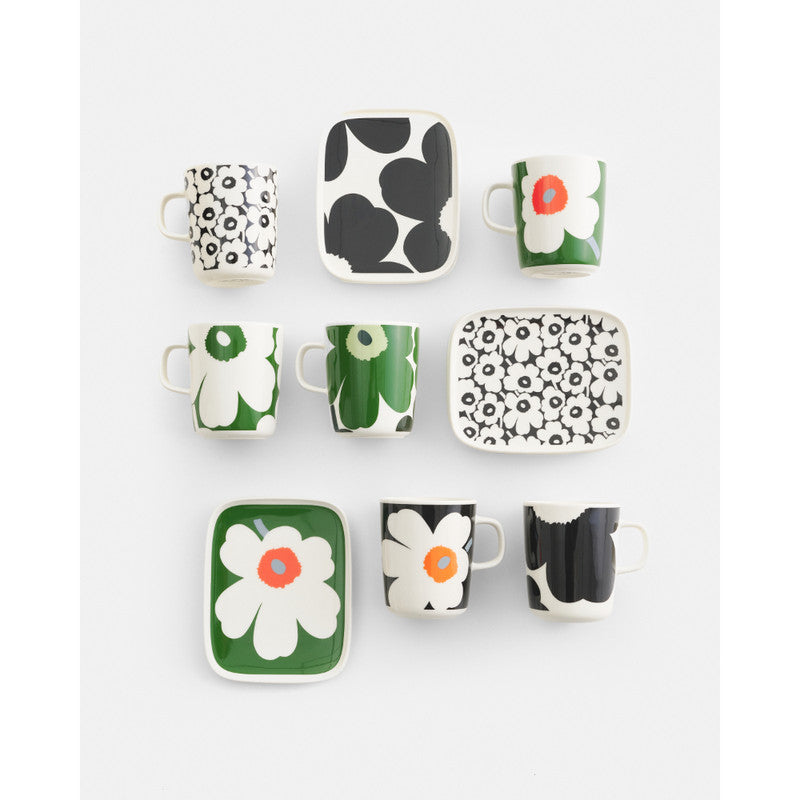 Marimekko Oiva/Unikko 4 Piece Mug and Plate Set - Black/White