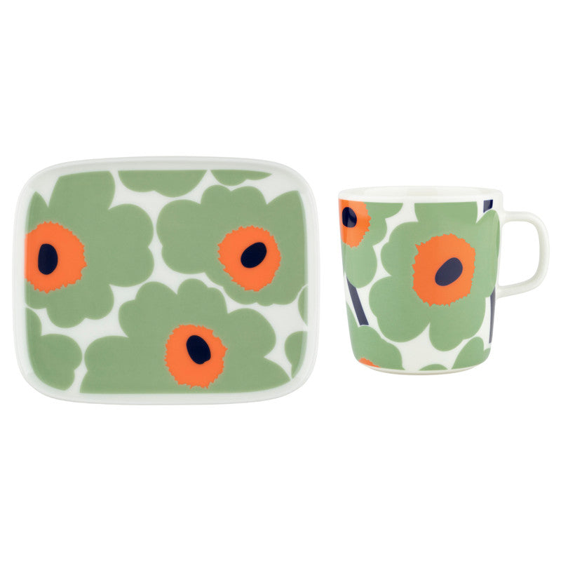 Marimekko Oiva/Unikko Mug & Plate Set - Sage