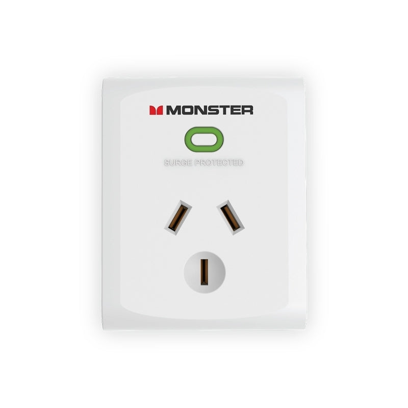 Monster Single Socket Surge Protector - White