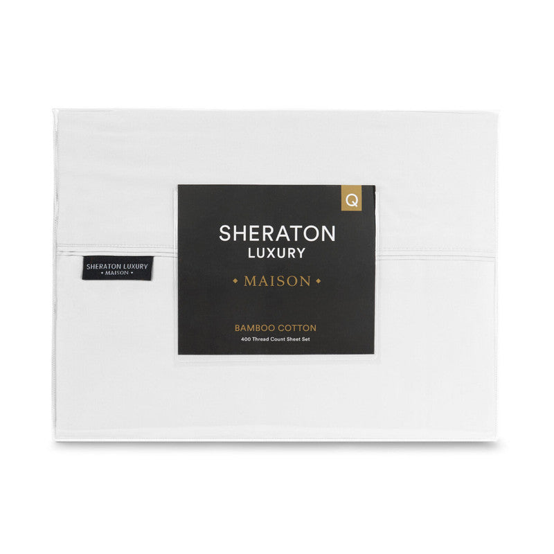 Sheraton Luxury Bamboo/Cotton King Bed Sheet Set - White