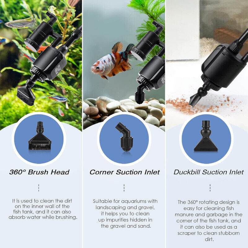 Hygger Aquarium Rechargeable Gravel Cleaner Kit - Black
