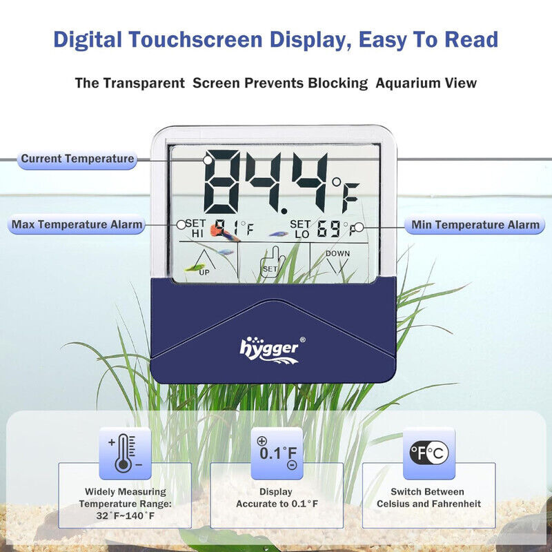Hygger External Aquarium Thermometer L - White/Blue