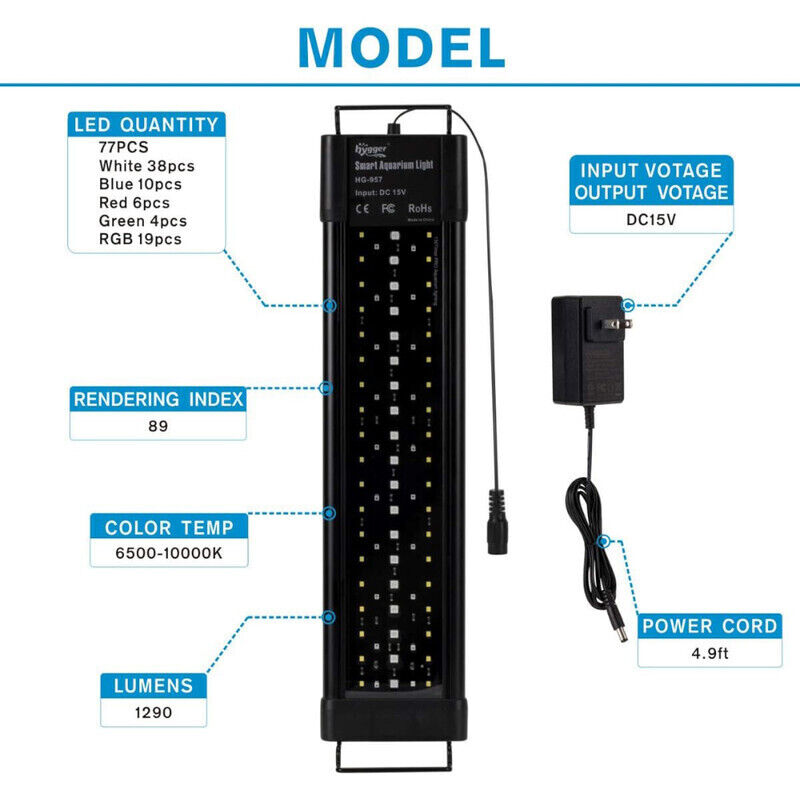 Hygger Planted Aquarium Lighting 26W - Black