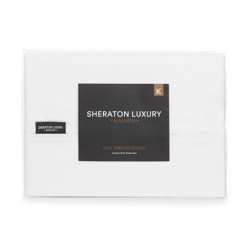 Sheraton 1000 TC Cotton Rich King Sheet Set - White