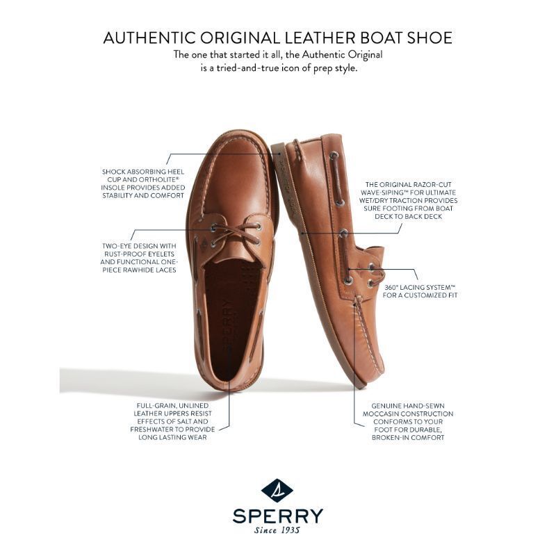 Sperry Men's Authentic Original 2-Eye Wide Boat Shoe - Sahara - Leather - Size 16