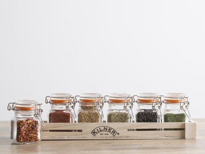 Kilner 70ml Glass Clip Top Spice Jar Set - Clear