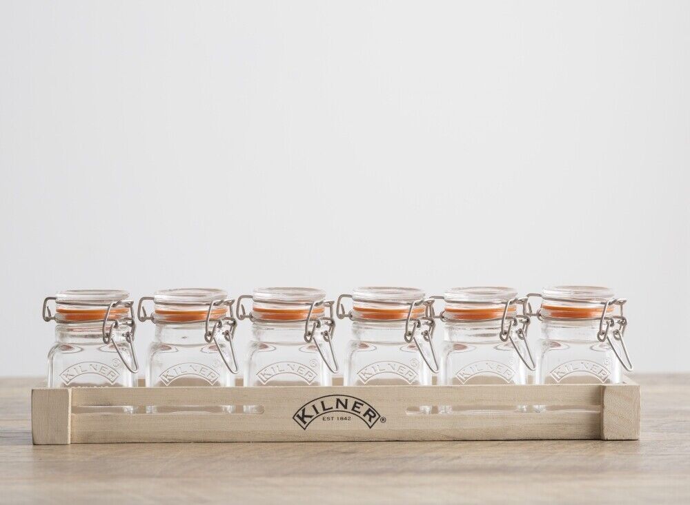 Kilner 70ml Glass Clip Top Spice Jar Set - Clear