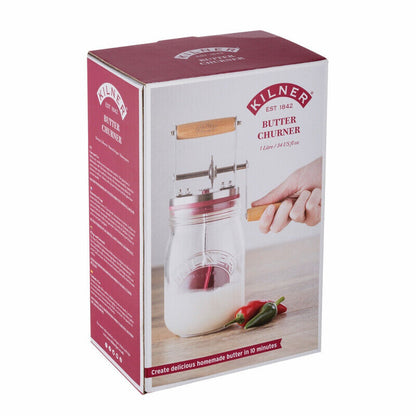 Kilner 1 Litre Glass Butter Churner, 19 x 13 x 30cms - Clear