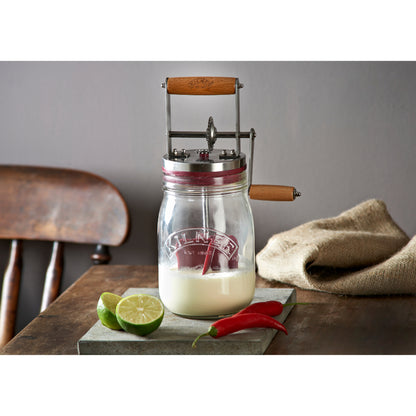 Kilner 1 Litre Glass Butter Churner, 19 x 13 x 30cms - Clear