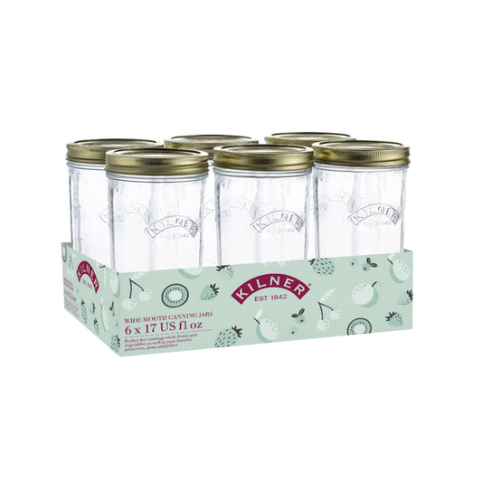 Kilner Wide Mouth Preserve Jar Set 6-Pieces, 500 ml