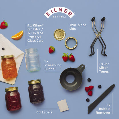 Kilner Preserving 8 Piece Starter Set - Clear