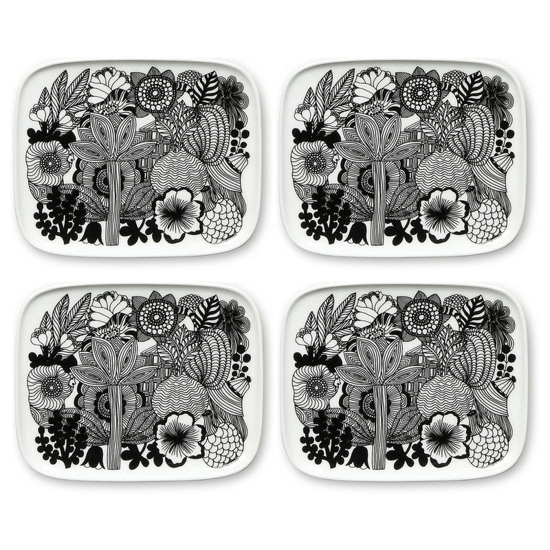 Marimekko Oiva/Siirtolapuutarha 15x12cm Side Plate 4 Piece Set