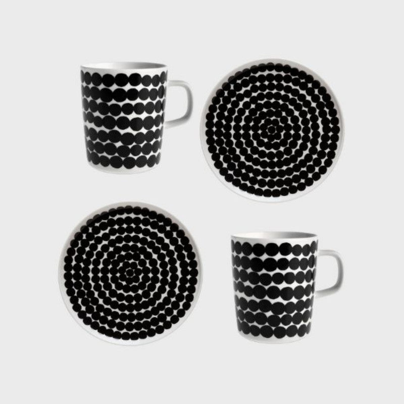 Marimekko Oiva/Siirtolapuutarha Mugs & Plate Breakfast 4 Piece Set