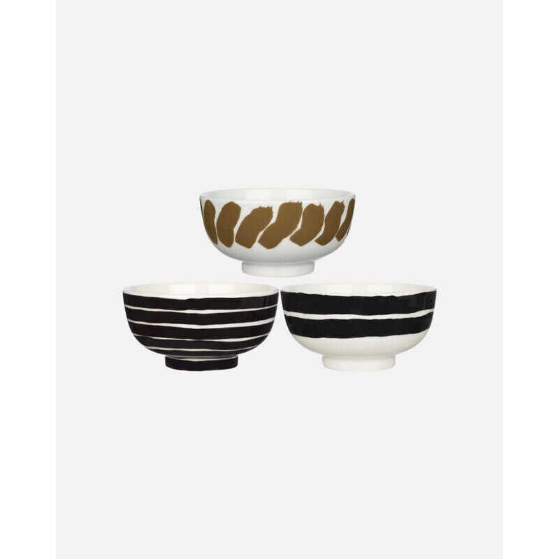 Marimekko Oiva/Hyraily 3 Piece Bowl Set  - White/Sand