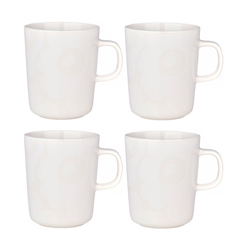 Marimekko Oiva/Unikko 4 Piece Mug Set - White