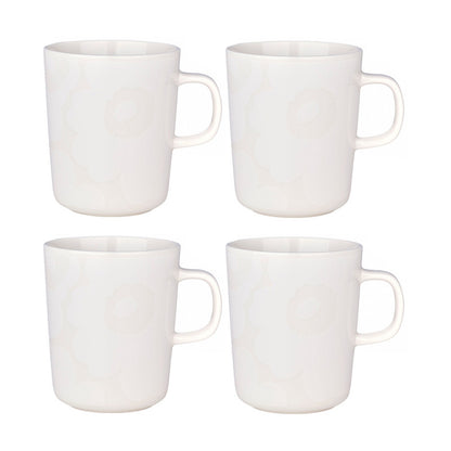 Marimekko Oiva/Unikko 4 Piece Mug Set - White