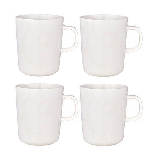 Marimekko Oiva/Unikko 4 Piece Mug Set - White