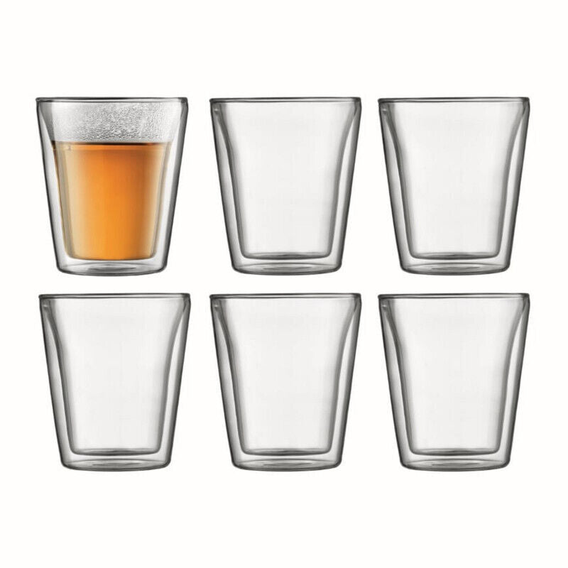 Bodum 10109-10-12  Canteen Double Wall, Medium 0.2L - 6pc Glass Set Clear