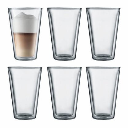 Bodum 10110-10-12  Canteen Double Wall, Large, 0.4L - 6pc Glass Set Clear