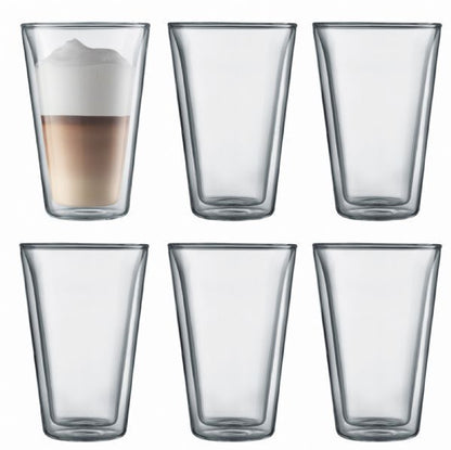 Bodum 10110-10-12  Canteen Double Wall, Large, 0.4L - 6pc Glass Set Clear