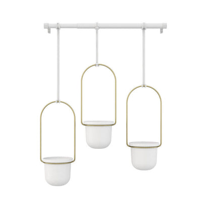 Umbra Triflora Hanging Planter - White/Brass