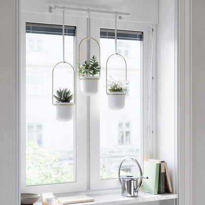 Umbra Triflora Hanging Planter - White/Brass