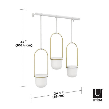 Umbra Triflora Hanging Planter - White/Brass