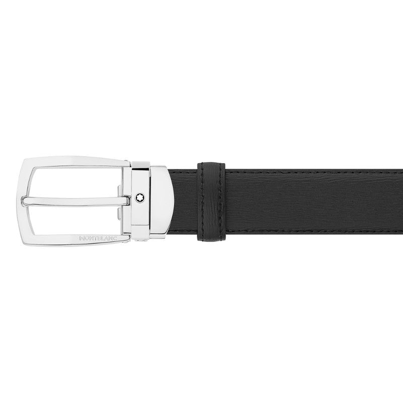 Montblanc Trapeze Shiny Stainless Steel Pin Buckle Belt - Black