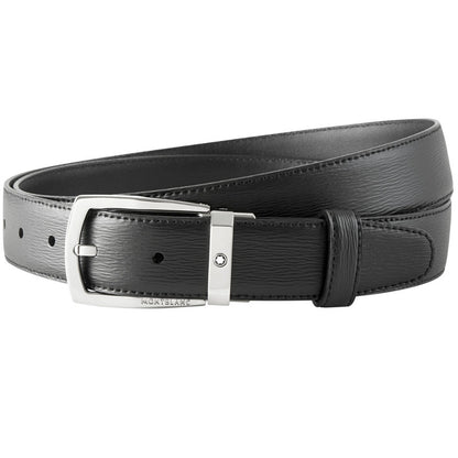 Montblanc Trapeze Shiny Stainless Steel Pin Buckle Belt - Black