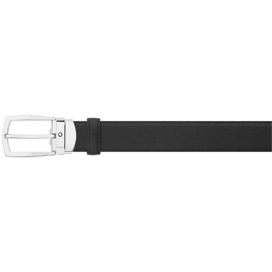 Montblanc Trapeze Shiny Stainless Steel Pin Buckle Belt - Black