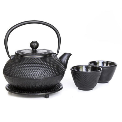 Avanti 800ml Hobnail Cast Iron Teapot Set Black Tea Coffee Kettle Pot w/Strainer