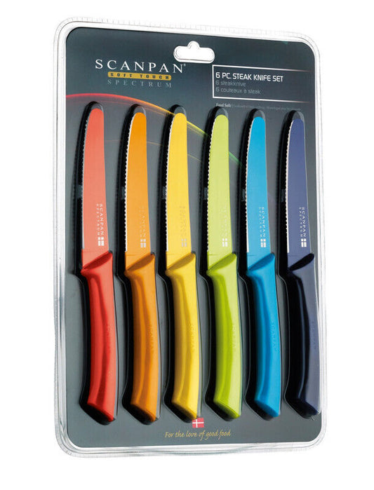 Scanpan Coloured 6 Piece Steak Knife Set - Multi