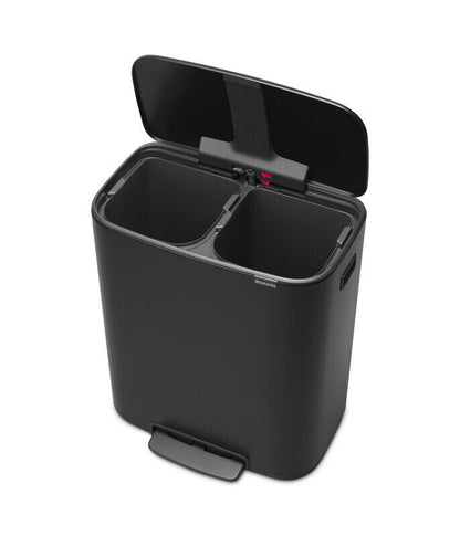 Brabantia Bo Dual 30 Litre Compartment Pedal Bin - Matte Black