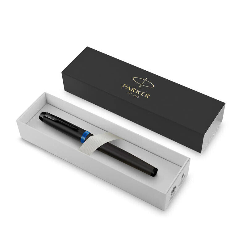 Parker  IM Vibrant Rings Fountain Pen - Black/Marine Blue